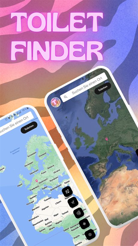 Toiletten Finder: Karte mit weltweiter Abdeckung
